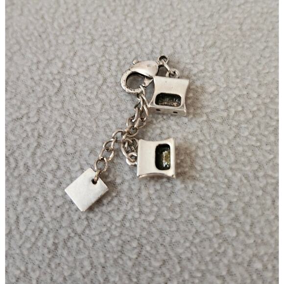Silver NW Marked Clip on Charm Square Dice Designer Marked - Picture 7 of 8
